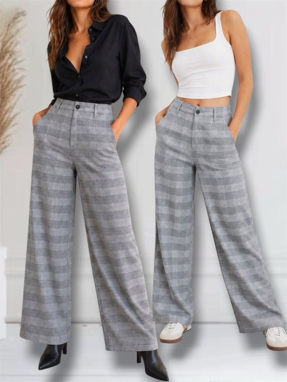 American Eagle Super High-Rise Baggy Wide Leg Women's Sz 10 B-Casual Plaid Pants